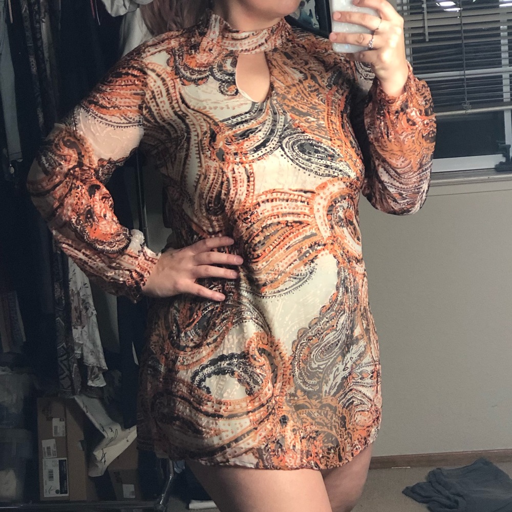 Paisley long sleeve dress
